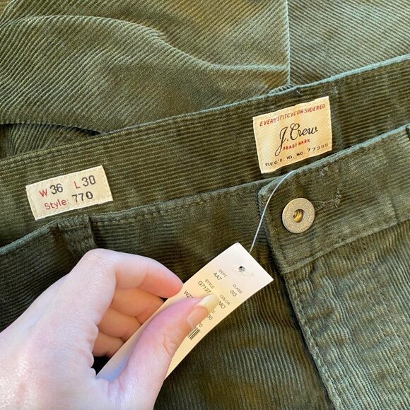 NWT JCREW || GREEN CORD TROUSERS - Picture 3 of 3